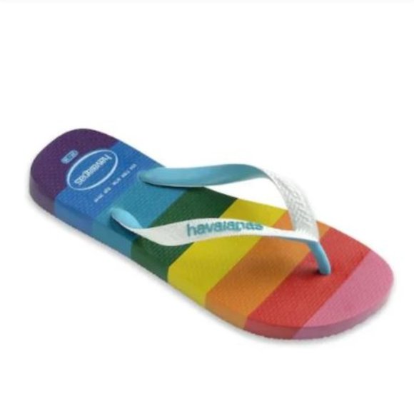Rainbow Top Pride Themed Stripes Flip Flop - Picture 1 of 16